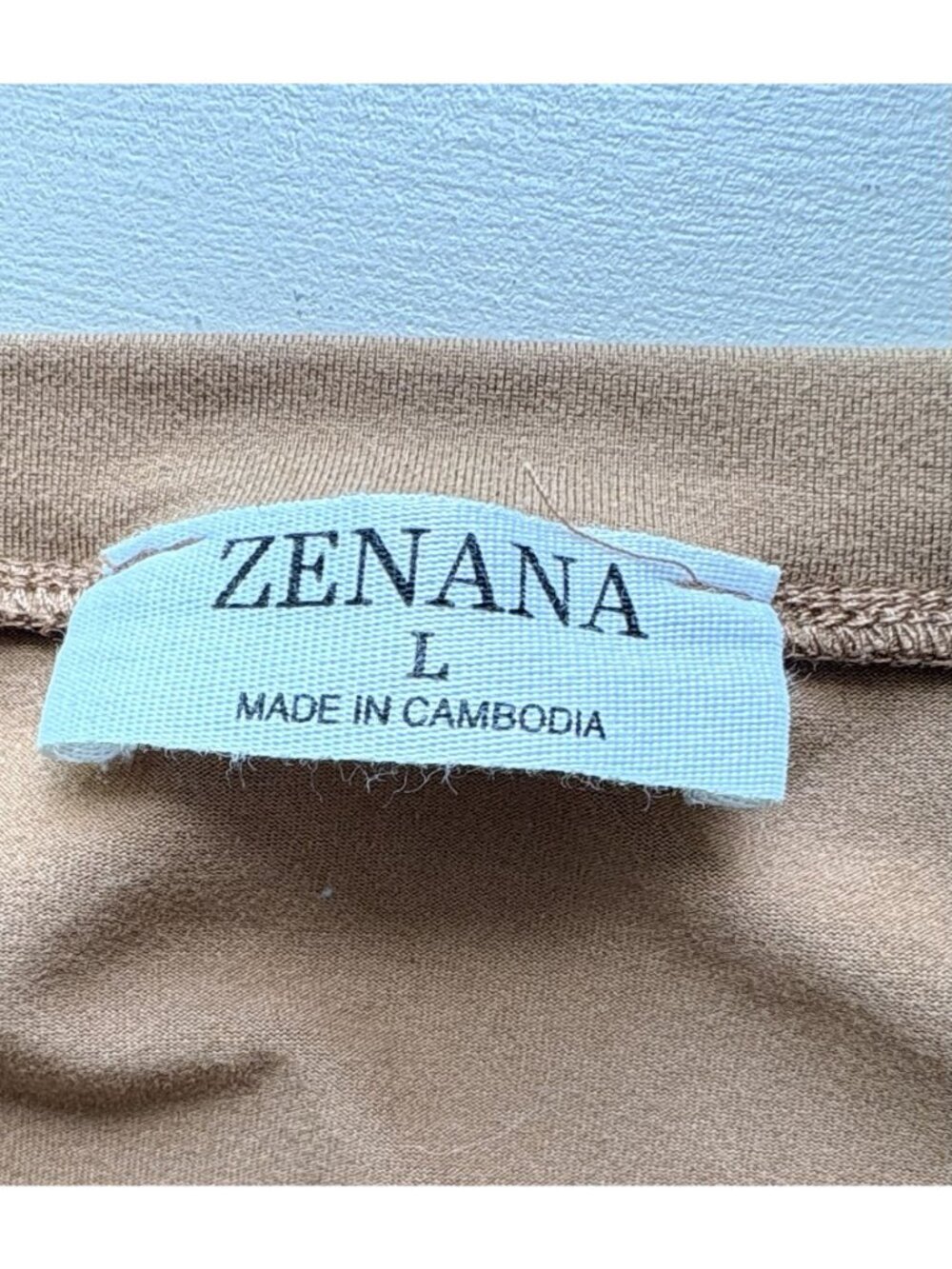 Zenana Womens Tan Long Sleeve V-Neck Top Stretch Size L - Picture 5 of 6